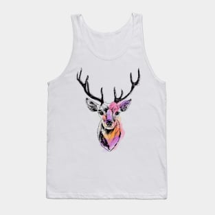 Graphic Reindeer black on watercolor texture Tank Top